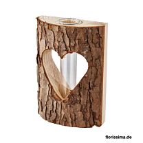 Holz Vase Rinde/Herz