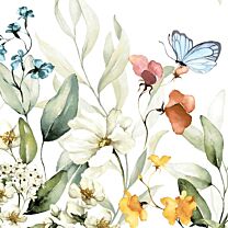 Serviette Aquarellblumen/Schmetterlinge
