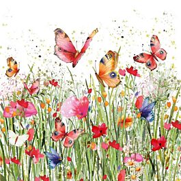 Serviette Schmetterlinge im Blumenfeld (20 Stück)