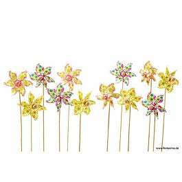 Plastik Windrad Bunte Blüten (12 Stück)