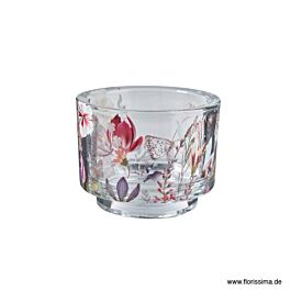 Glas Teelichtbecher Flowers/transparent (4 Stück)