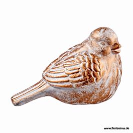 Keramik Vogel Zement/Goldi (2 Stück)