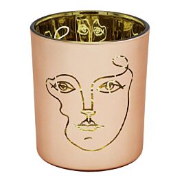 Glas Teelichtbecher Trendy/Gesicht (2 Stück)